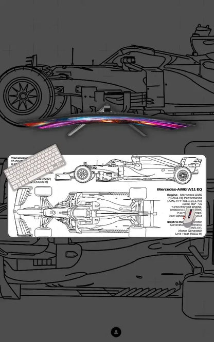 Mercedes Amg W11 Eq Power Bluprint Drawing | Formula 1 Mousepads | Custom Mousepads | Large Desk Mat/Mousepads | In Pakistan
