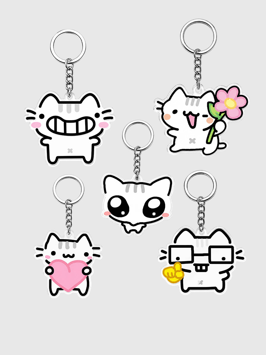 Silly Cats Acrylic Keychains Pack