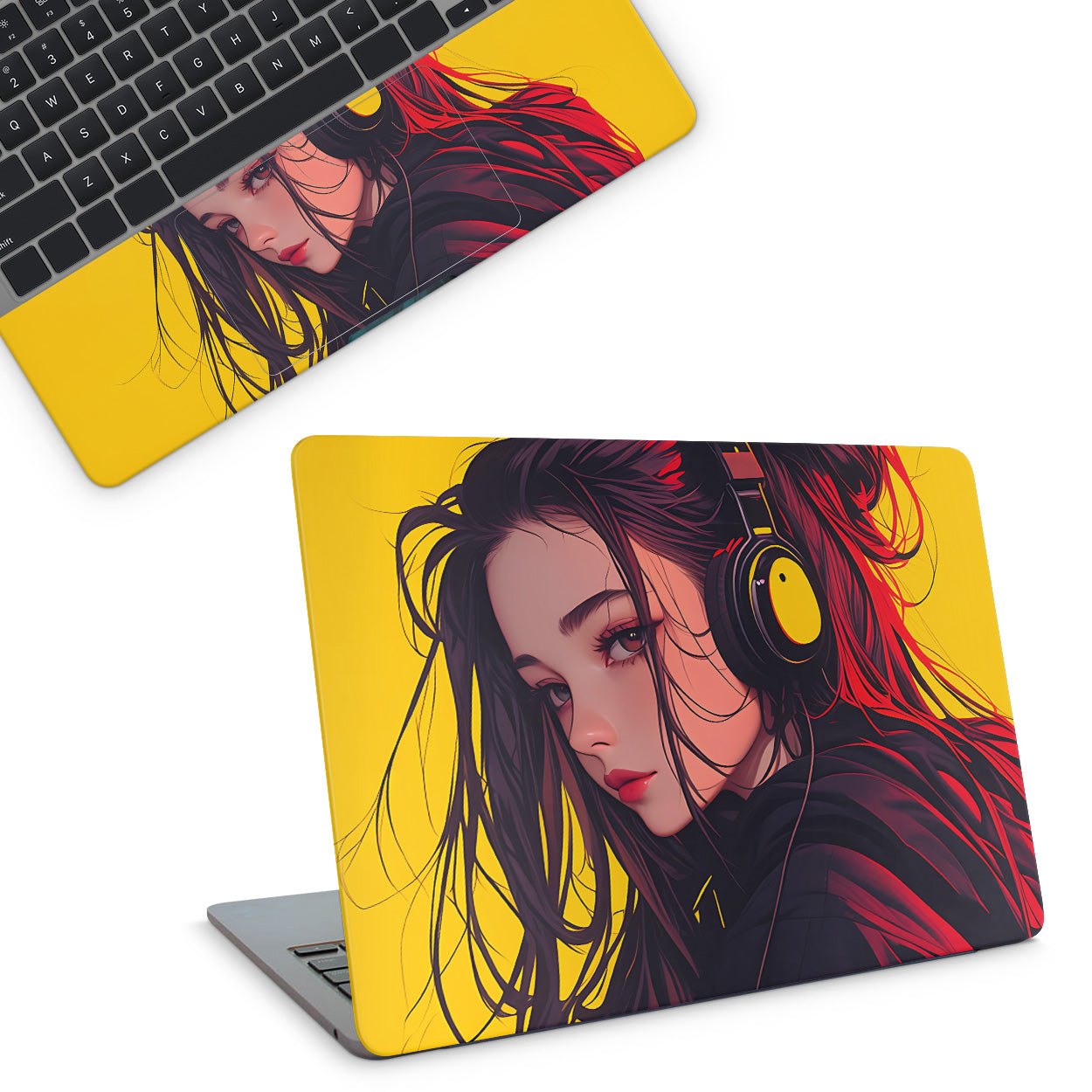 Girl With Headphones Laptop Skin