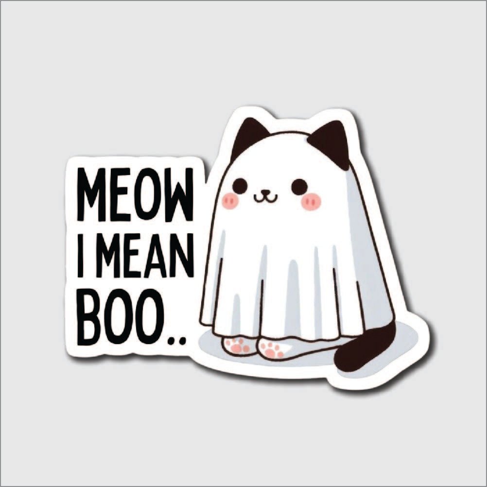 Meow I Mean Boo Sticker - sticker