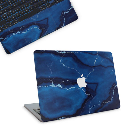 macbook skin with navy blue marble design