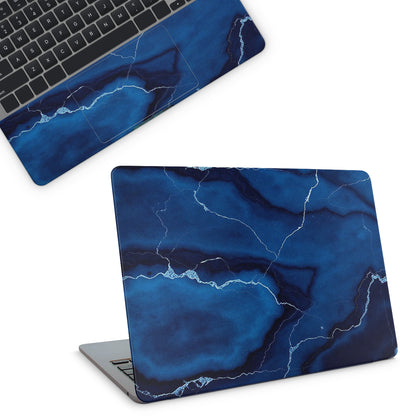 laptop skins - a blue marble design on a white background (top)