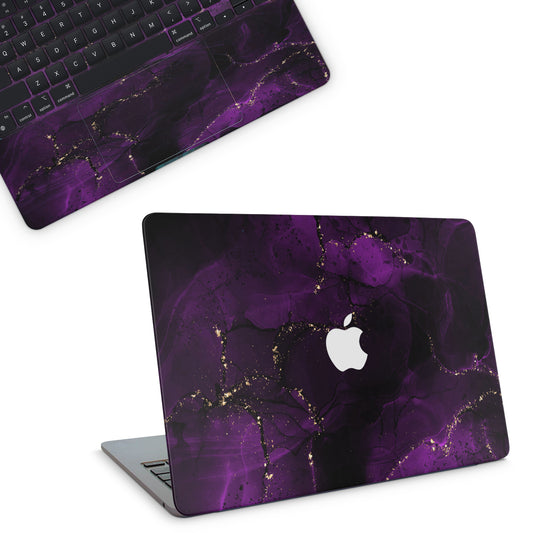 macbook skin with purple ink design