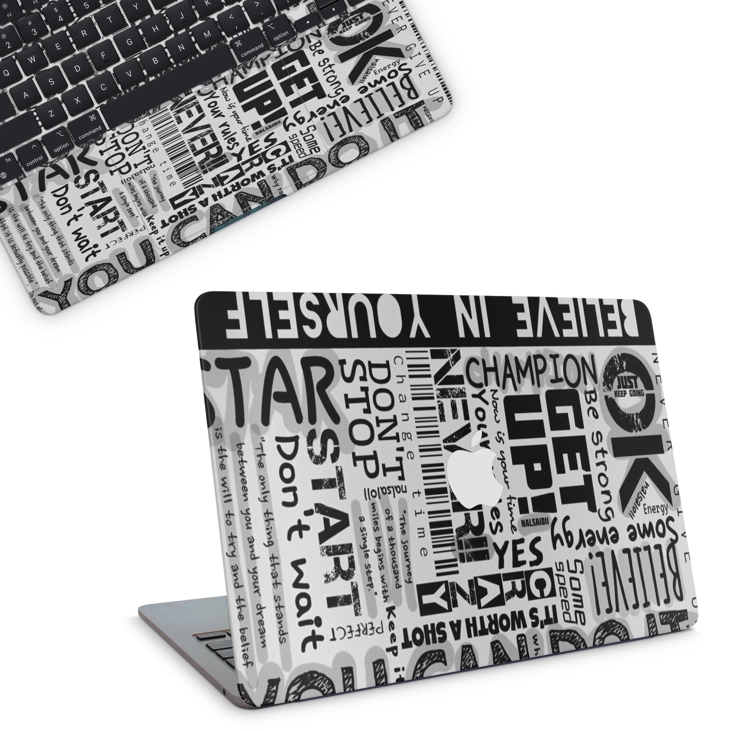 macbook skin with motivational text