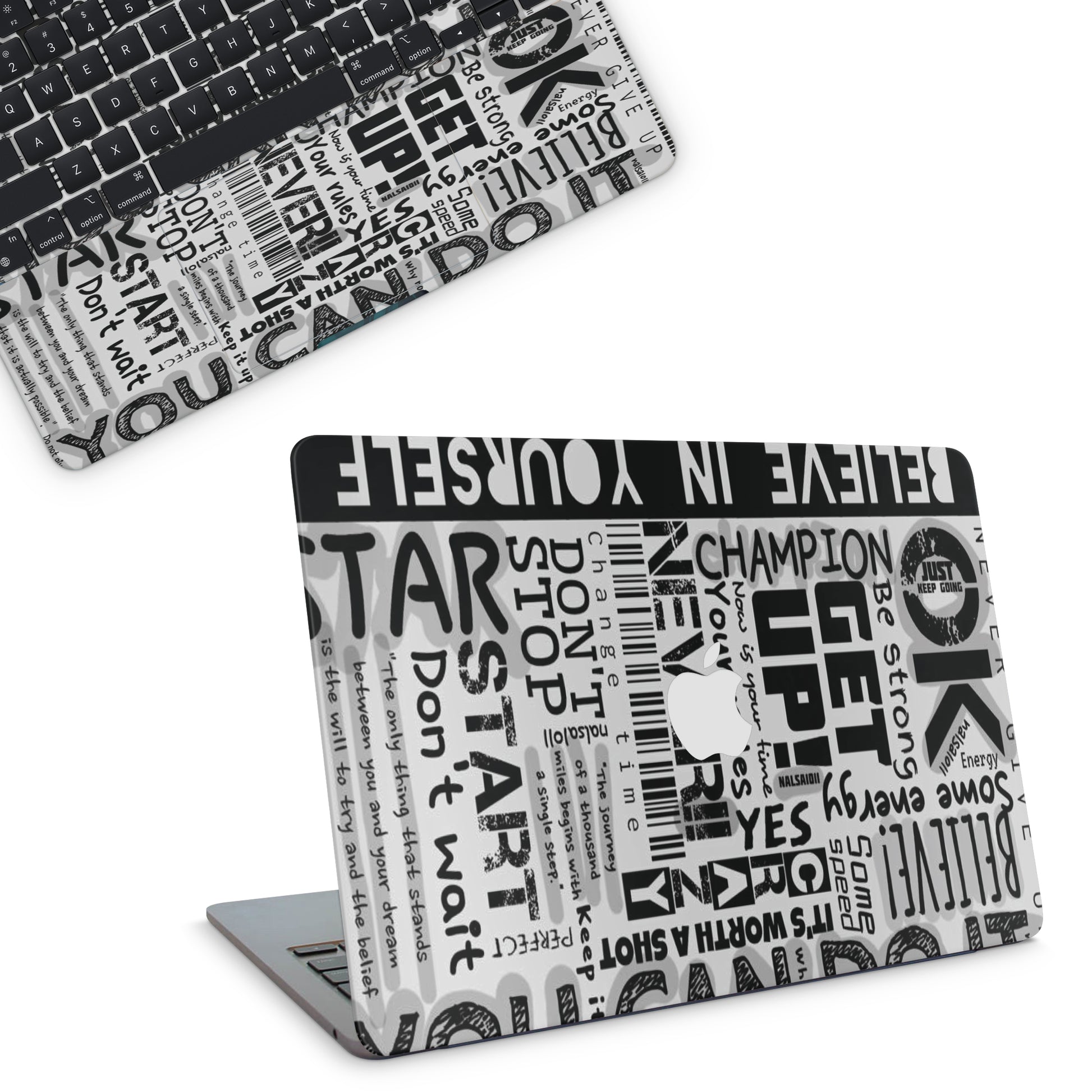 macbook skin with motivational text