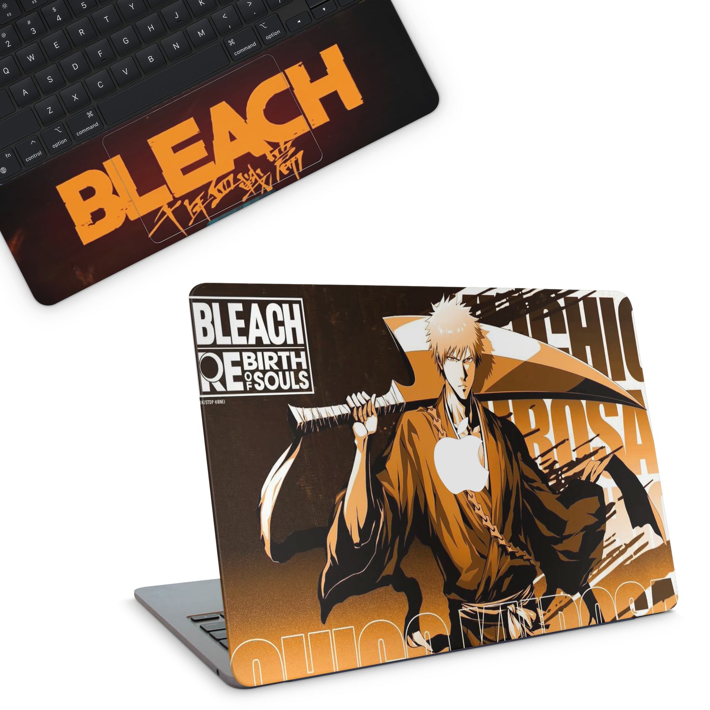 macbook skin with bleach ichigo design on top