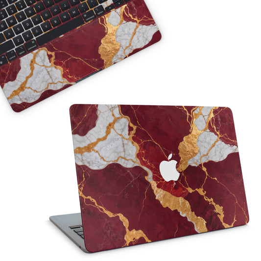 Maroon Marble Textured Macbook Skin