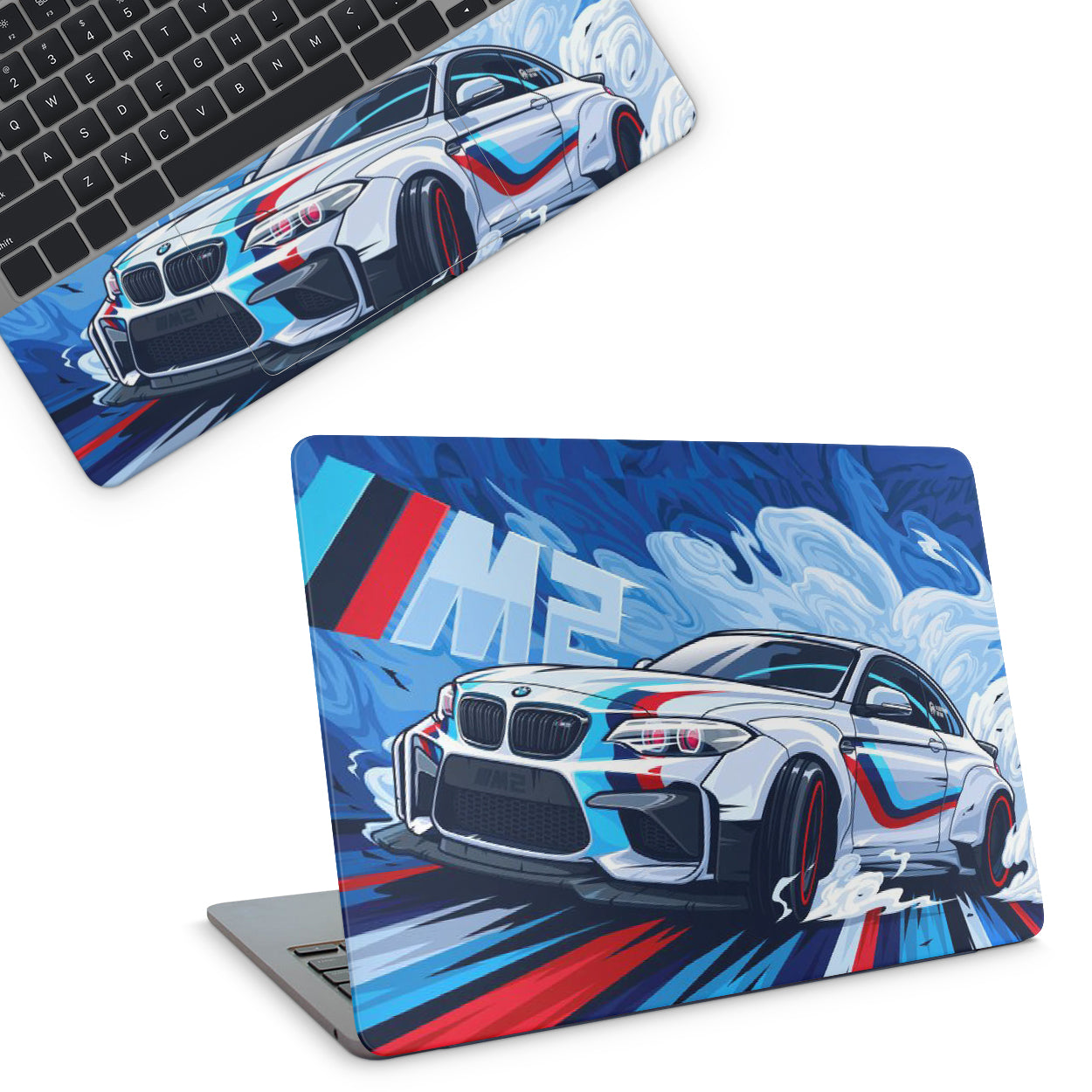 laptop skins - bmw car with blue background
