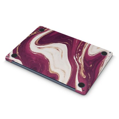Burgundy Marble Texture Macbook Skin on bottom