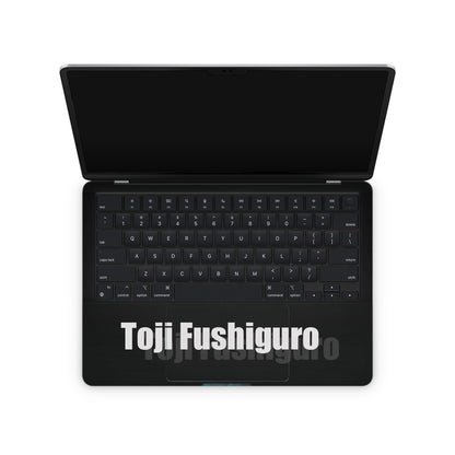 Macbook skin with jujustu kaisen toji fushiguro design on keyboard