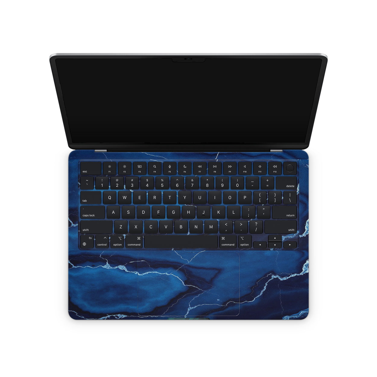 Dark Blue Marble Texture Macbook Skin on keyboard area