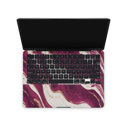 Burgundy Marble Texture Macbook Skin on keyboard area