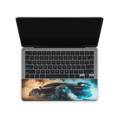 laptop skin with sports car design on touchpad area