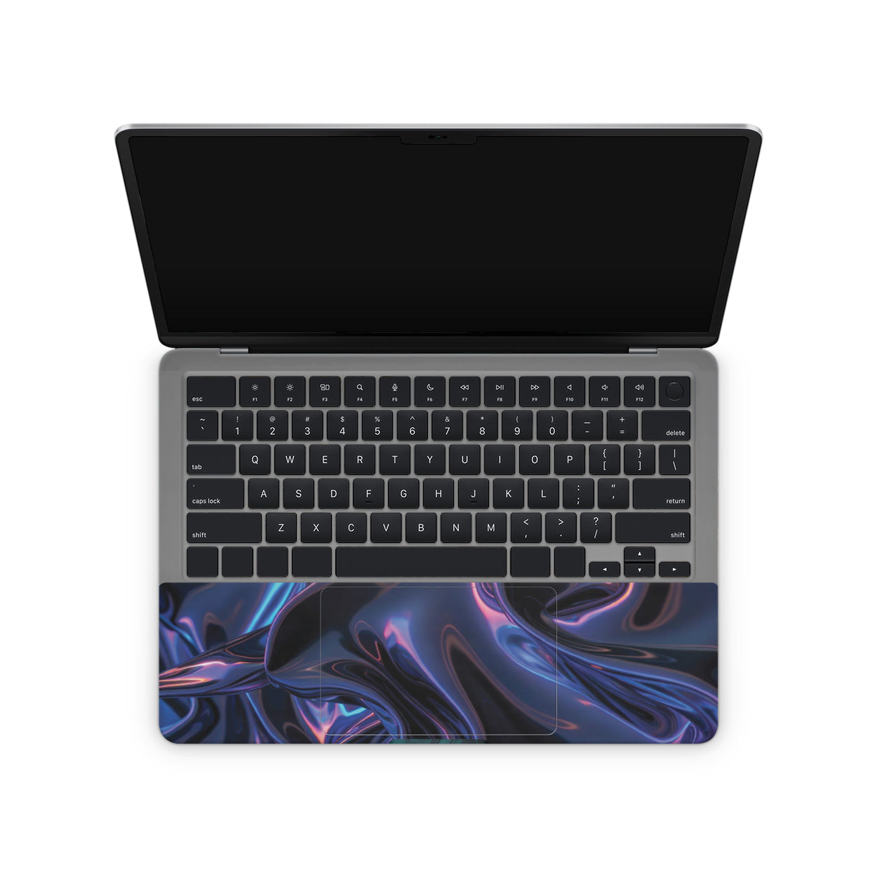 laptop skin with holographic design on touchpad area