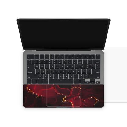 Laptop skins - a red and black abstract design with golden lines (inside)