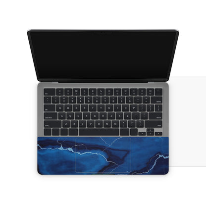 laptop skins - a blue marble design on a white background (inside)