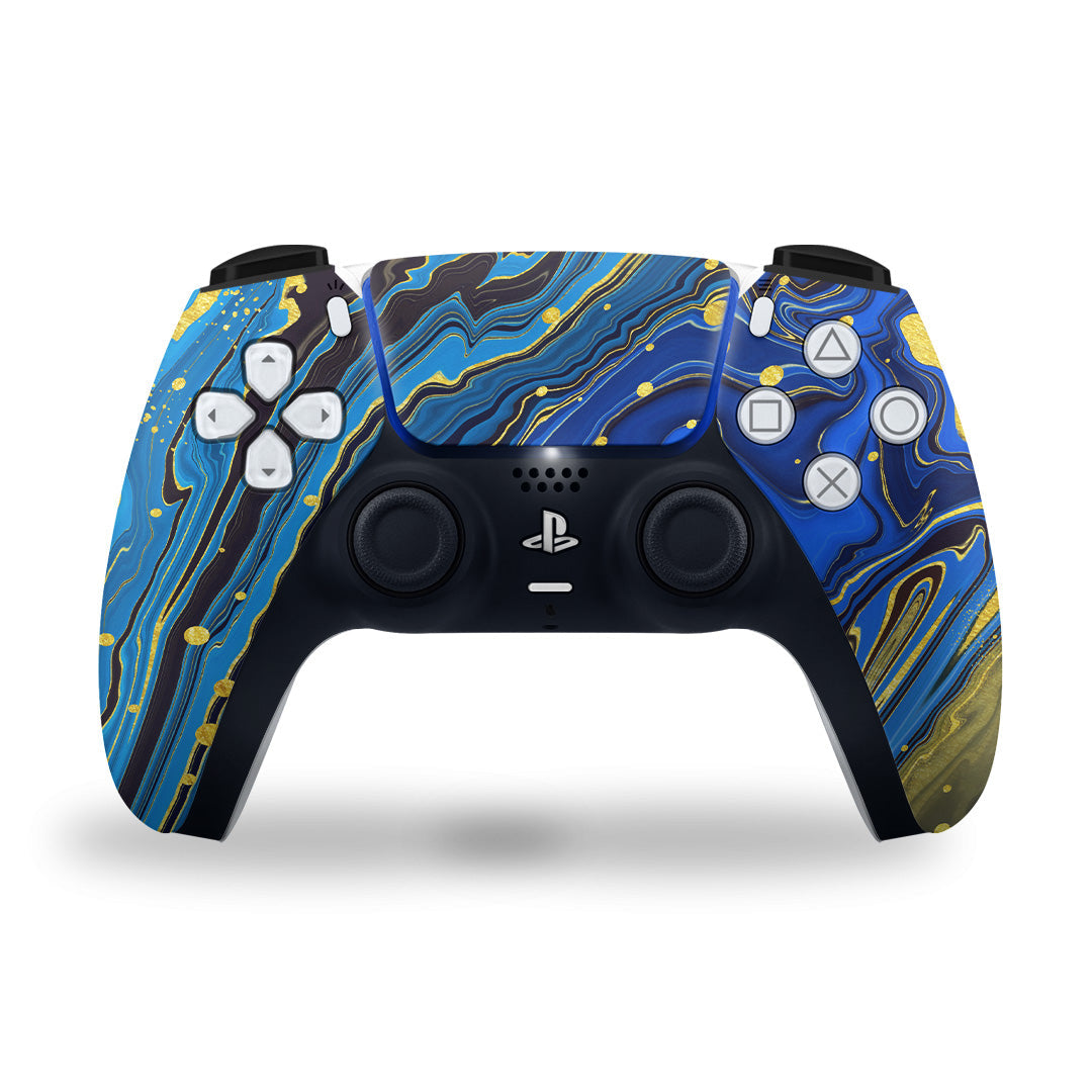 PS5 Blue Gold marble controller skins 2x - controller skins