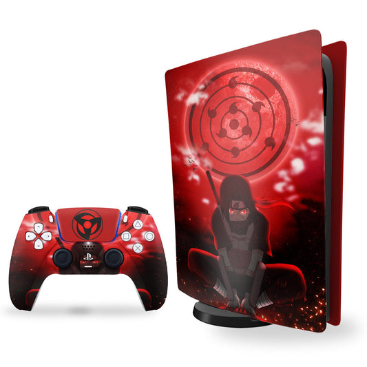 ps5 skin - naruto itachi uchicha clan design on console and controller