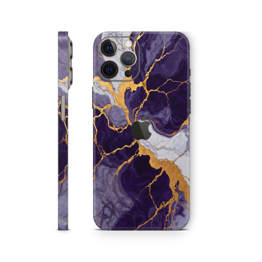 Purple & Gold Marble iPhone Skin - phone skin