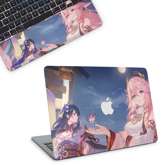 Raiden & Yae Miko Macbook Skin - macbook skins