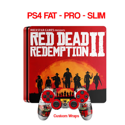 ps4 skin with red dead redemption 2 design on console & controller