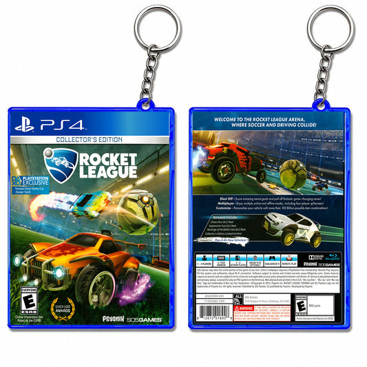 Rocket League keychain mini PS4 game case replica