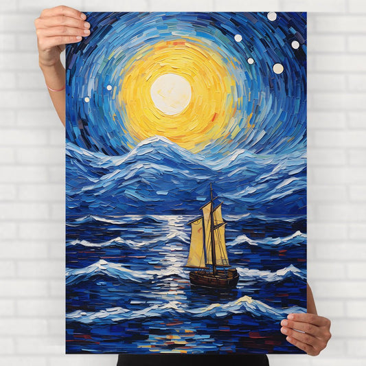 Sailboat On A Stormy Sea Poster - Posters