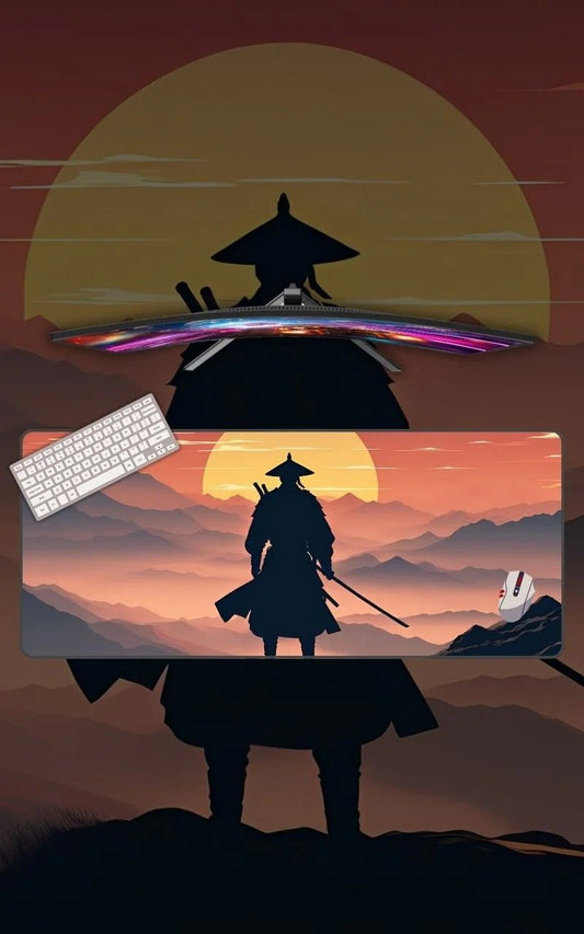 Samurai At Sunset | Minimalist Mousepads | Custom Mousepads | Large Desk Mat/Mousepads | In Pakistan - mousepads