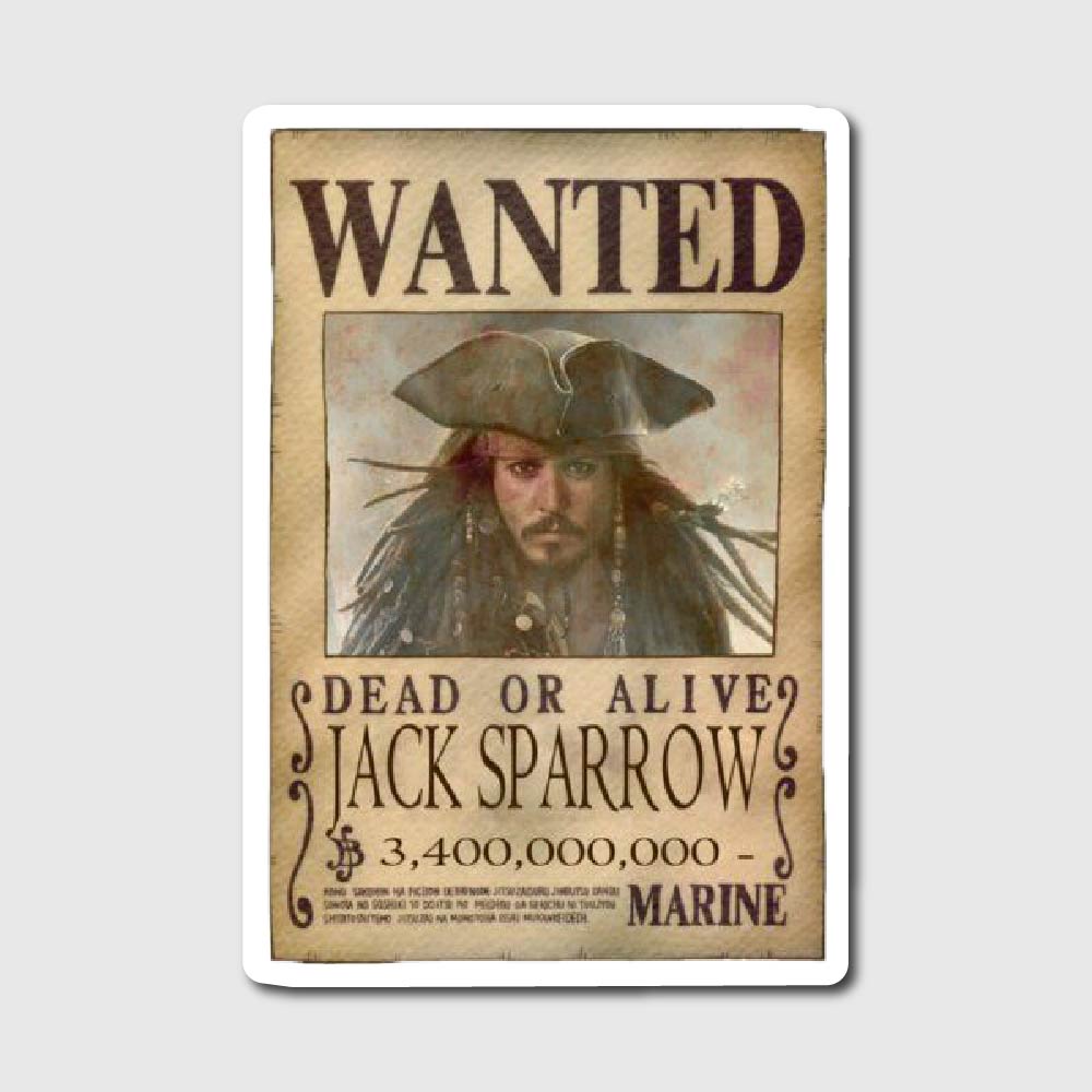 Jack sparrow wanted sticker
