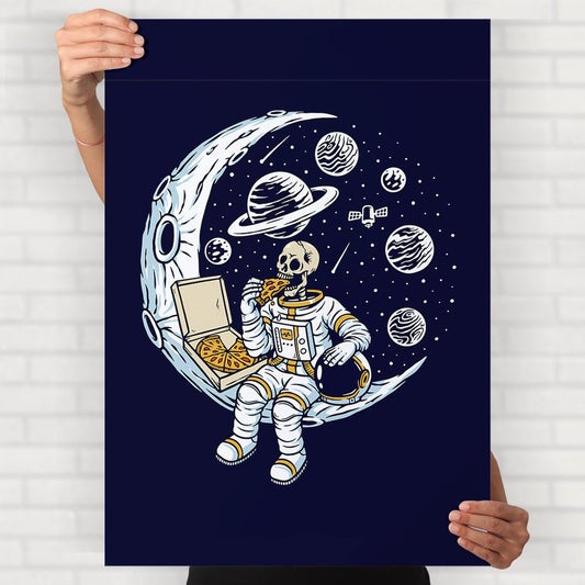 Skeleton On Moon Poster - Posters