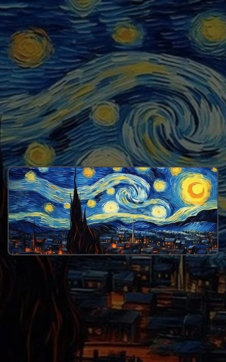Starry Night By Van Gogh | Minimalist Mousepads | Custom Mousepads | Large Desk Mat/Mousepads | In Pakistan - mousepads