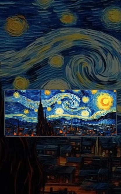Starry Night By Van Gogh | Minimalist Mousepads | Custom Mousepads | Large Desk Mat/Mousepads | In Pakistan - mousepads